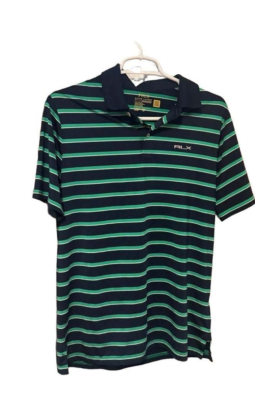 Polo Ralph Lauren RLX Performance Striped Golf Polo Shirt Navy Green White